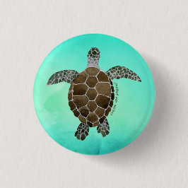 Chapa Redonda De 2,5 Cm Proteger nuestros océanos: color de agua de tortug
