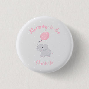 Chapa Redonda De 2,5 Cm Próxima mami   Chica Cute Elephant Baby Shower