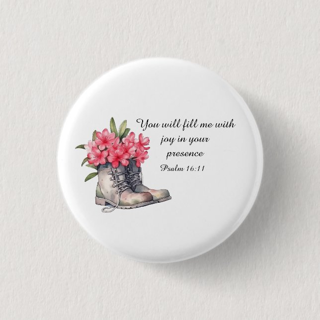 Chapa Redonda De 2,5 Cm Psalm 16:11 Button (Anverso)