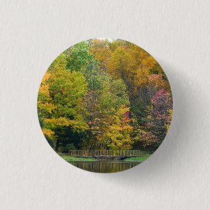 Chapa Redonda De 2,5 Cm Puente Seven Springs Fall II Paisaje de Otoño