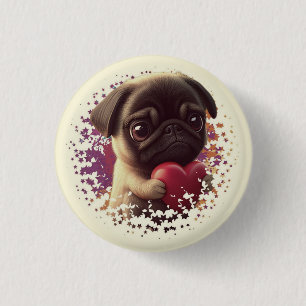 Chapa Redonda De 2,5 Cm Pug, animal, naturaleza