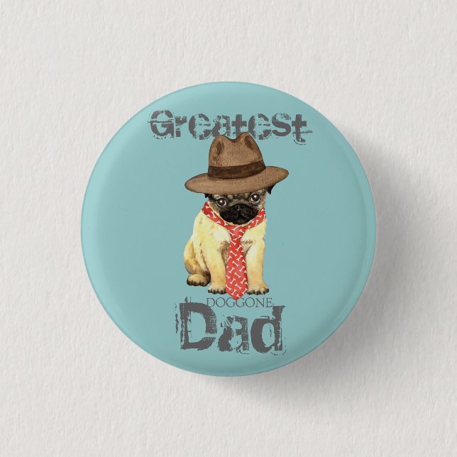 Chapa Redonda De 2,5 Cm Pug Dad (Anverso)