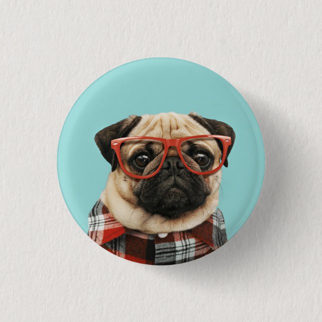 Chapa Redonda De 2,5 Cm Pug de la camiseta cubierta (Anverso)
