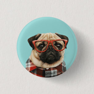 Chapa Redonda De 2,5 Cm Pug de la camiseta de plástico