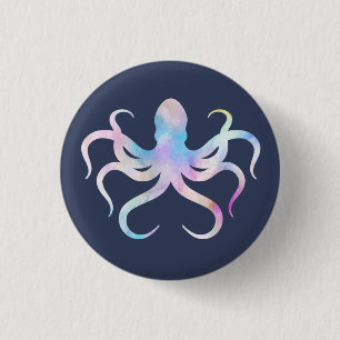 Chapa Redonda De 2,5 Cm Pulpo acuarela