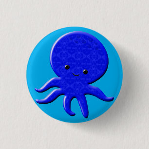 Chapa Redonda De 2,5 Cm Pulpo Azul Adorable