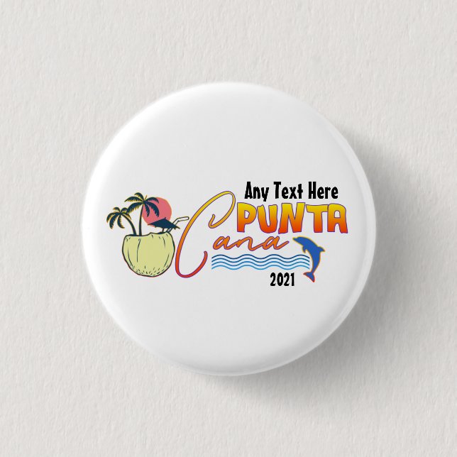 Chapa Redonda De 2,5 Cm Punta Cana Vacation Beach Personalizado de Matanza (Anverso)