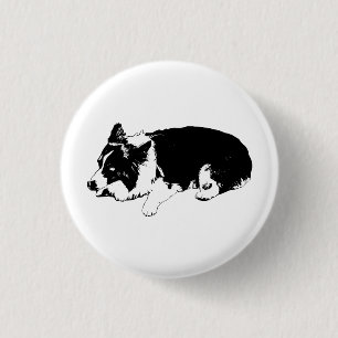 Chapa Redonda De 2,5 Cm punto brillante tranquilo, corgi