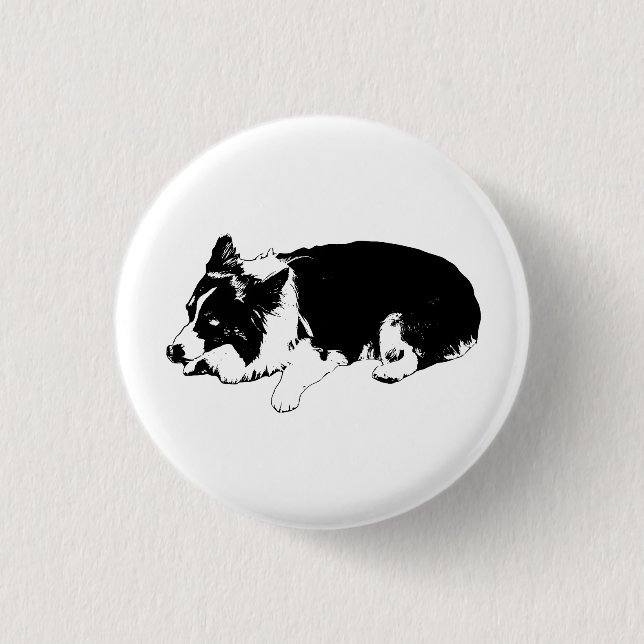 Chapa Redonda De 2,5 Cm punto brillante tranquilo, corgi (Anverso)