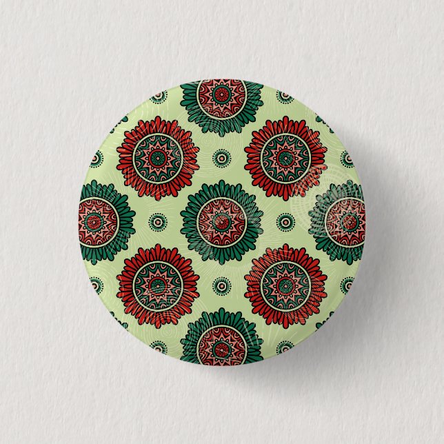 Chapa Redonda De 2,5 Cm Puntos de Círculo Geométrico Vintage Boho Mandala (Anverso)