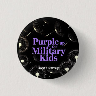 Chapa Redonda De 2,5 Cm Purple Up for Military Kids Dandelion Show Support