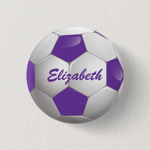 Chapa Redonda De 2,5 Cm Púrpura y blanco adaptables del balón de fútbol