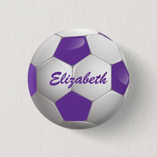 Chapa Redonda De 2,5 Cm Púrpura y blanco adaptables del balón de fútbol