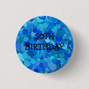 Chapa Redonda De 2,5 Cm Purpurina azul 50 cumpleaños