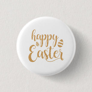 Chapa Redonda De 2,5 Cm Purpurina de oro Feliz Huevo de Pascua