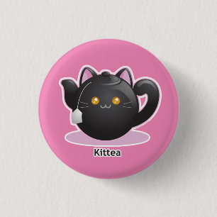Chapa Redonda De 2,5 Cm Purrista Pawfee: Pote del té del gatito
