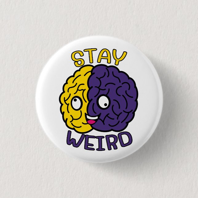 Chapa Redonda De 2,5 Cm Quédese raro - Face Brain (Anverso)