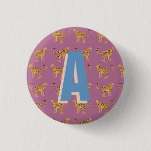 Chapa Redonda De 2,5 Cm Quetah, leopardo rosa monogramado