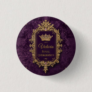 Chapa Redonda De 2,5 Cm Quinceañera amatista real, personalizado