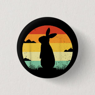 Chapa Redonda De 2,5 Cm Rabbit Retro Vintage Estilo Bunny Lover