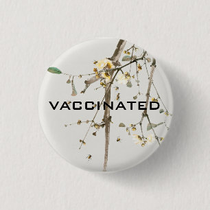 Chapa Redonda De 2,5 Cm Ramas Florales Pandémicas del Coronavirus Vacunada