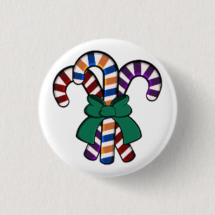 Chapa Redonda De 2,5 Cm Ramo Candy Canes - cinta verde