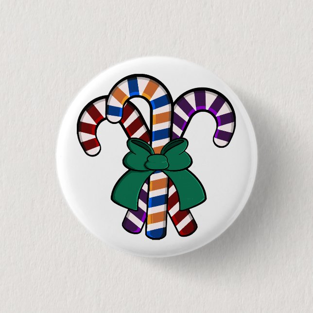 Chapa Redonda De 2,5 Cm Ramo Candy Canes - cinta verde (Anverso)