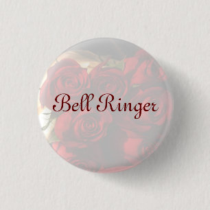 Chapa Redonda De 2,5 Cm "Ramo del rosa rojo del campanero de Bell" - (1)