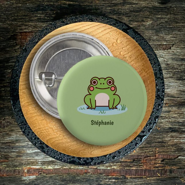 Chapa Redonda De 2,5 Cm Rana Cute (Cute Frog Button)