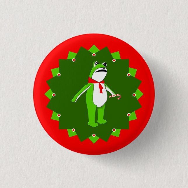 Chapa Redonda De 2,5 Cm Rana de protesta de Navidad (Anverso)