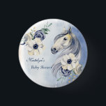Chapa Redonda De 2,5 Cm Rancho de caballo acuarela flores de bebé ducha<br><div class="desc">Horse ranch acuarela flores bebé ducha gracias a botones personalizados.</div>