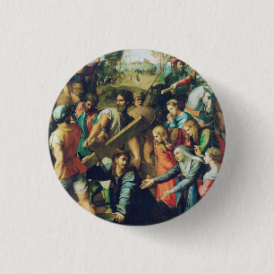 Chapa Redonda De 2,5 Cm Raphael Spasimo Cristo Caído Bajo la Cruz Arte
