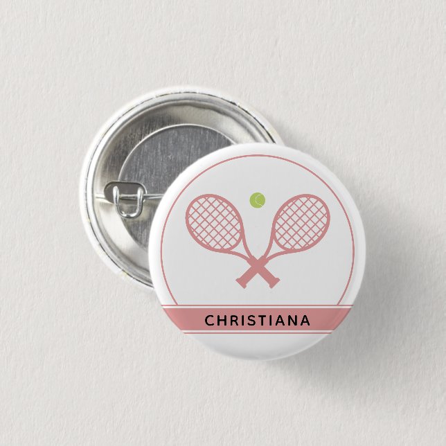 Chapa Redonda De 2,5 Cm Raqueta de tenis elegante y personalizada (Anverso y reverso)