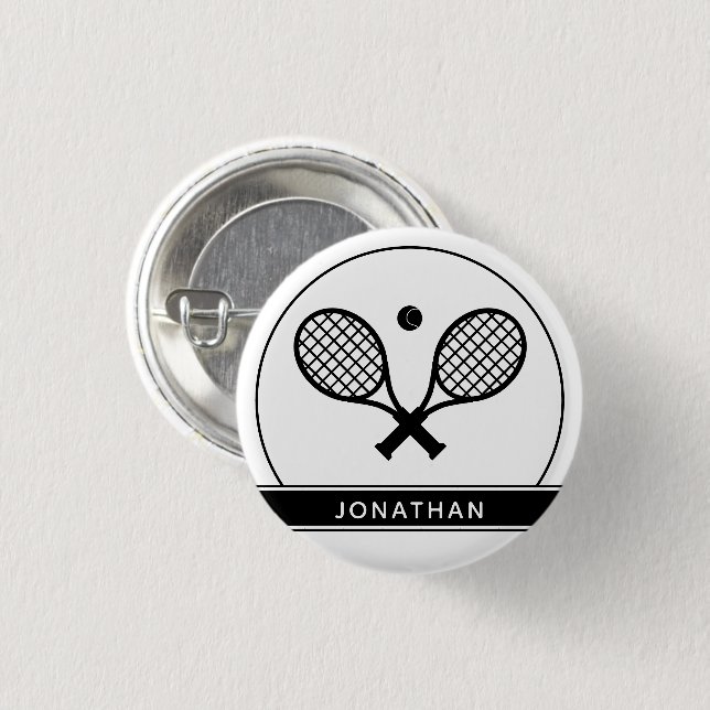 Chapa Redonda De 2,5 Cm Raqueta de tenis elegante y personalizada (Anverso y reverso)