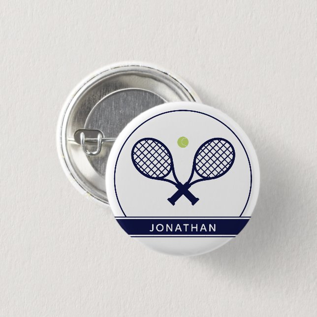 Chapa Redonda De 2,5 Cm Raqueta de tenis elegante y personalizada (Anverso y reverso)