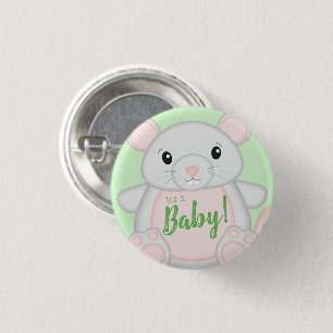 Chapa Redonda De 2,5 Cm Ratones Baby Shower Green