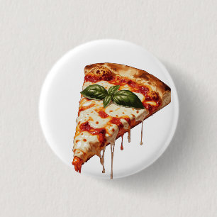 Chapa Redonda De 2,5 Cm Rebanada de pizza con queso derretido y pegajoso M