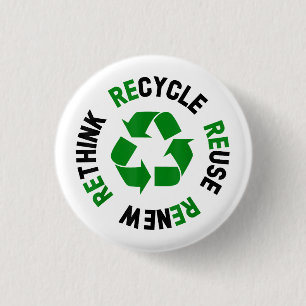 Chapa Redonda De 2,5 Cm Reciclar Reutilizar Renovar Repensar Día de la Tie