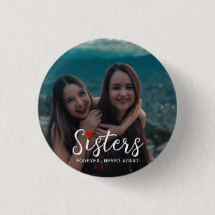 Chapa Redonda De 2,5 Cm Recuerdo De Foto De Hermanas Conectadas En El Cora