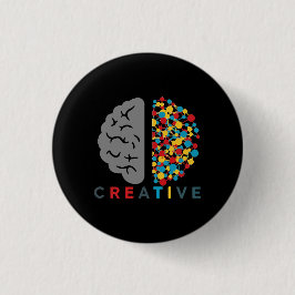 Chapa Redonda De 2,5 Cm Red Cerebral Creativa Red de Pensamiento Colorido