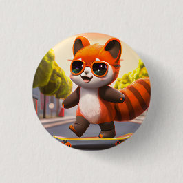 Chapa Redonda De 2,5 Cm Red Panda Rides