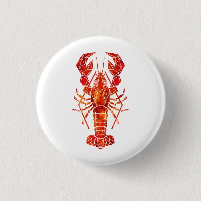 Chapa Redonda De 2,5 Cm Red polygonal lobster (Anverso)