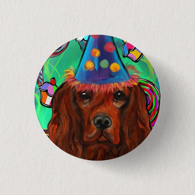 Chapa Redonda De 2,5 Cm Red Setter de Irlanda (Anverso)