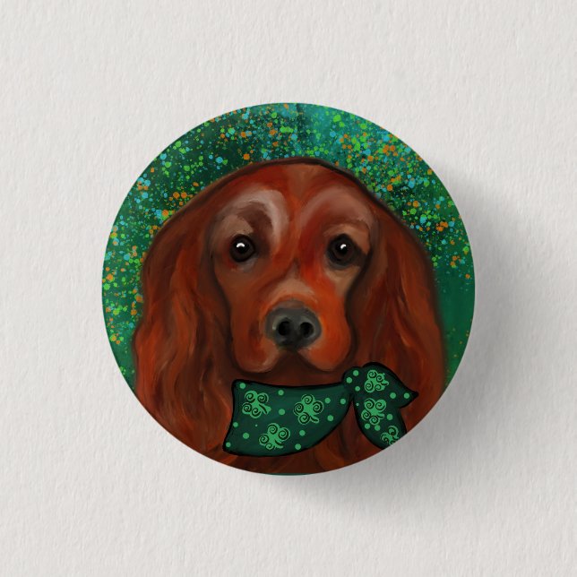 Chapa Redonda De 2,5 Cm Red Setter de Irlanda (Anverso)