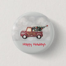 red vintage truck on a grey bokeh background