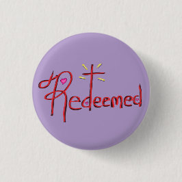 Chapa Redonda De 2,5 Cm ‘Redimida’ Fe Cruz de Corazones de Fe Cristiana