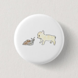 Chapa Redonda De 2,5 Cm Regalo de amistad de cachorro curioso y caracol