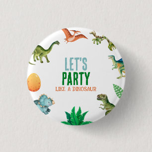 Chapa Redonda De 2,5 Cm Regalo de cumpleaños de dinosaurio feliz y lindo