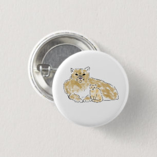 Chapa Redonda De 2,5 Cm Regalo de dúo de animales león de montaña y gatito