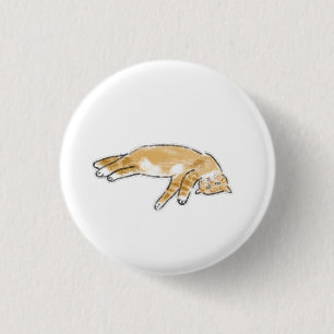 Chapa Redonda De 2,5 Cm Regalo de Gato Atigrado Naranja Perezoso para Dueñ